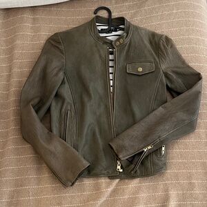 Theory Olive Leather Jacket